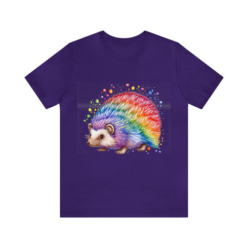 Rainbow Hedgehog - Short Sleeve Tee Team Purple